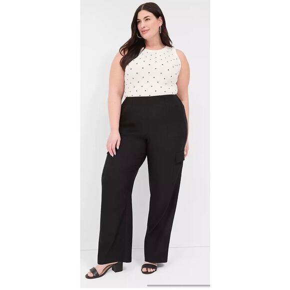Torrid Pants - Torrid Black Pull-On Cargo Pants Size 18 Mid Rise Straight Leg Stretch Plus work
